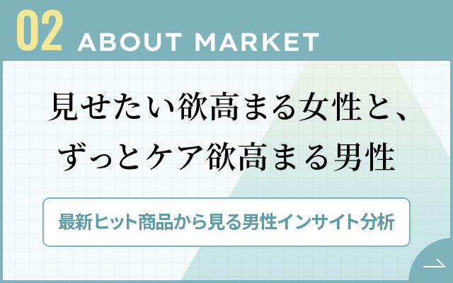 02 ABOUT MARKET 最新ヒット商品から見る男性インサイト分析 〜最新ヒット商品から見る男性インサイト分析〜