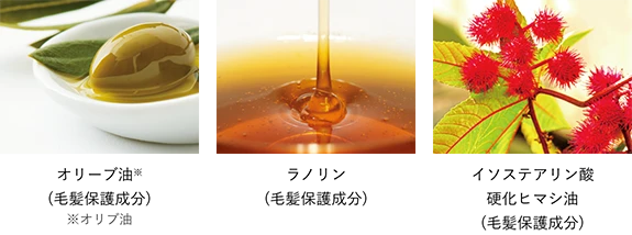 オリーブ油、ラノリン、イソステアリン酸硬化ヒマシ油